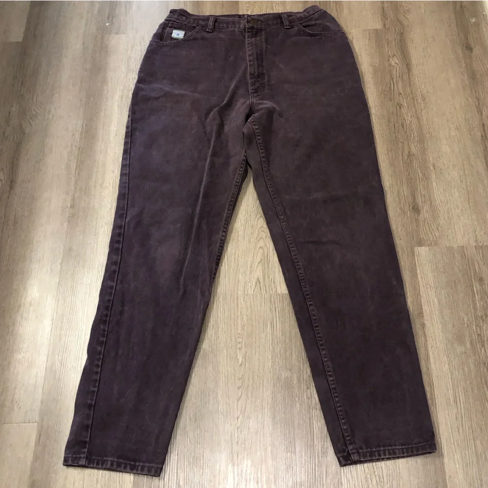 Vintage 90s Wrangler For Women High Rise Mom Jeans 14x32 Dark Purple‎ Plum